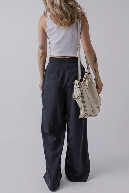 Dark Navy Wide Pleated Pants