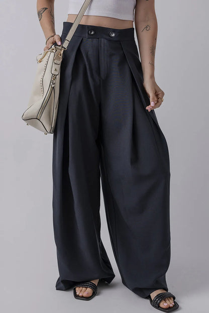 Dark Navy Wide Pleated Pants