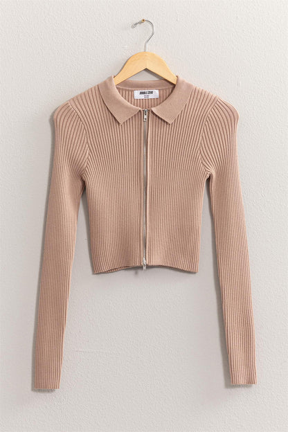 Double Zip Cropped Cardigan
