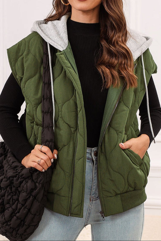 That Girl Zip Up Hooded Vest Coat
