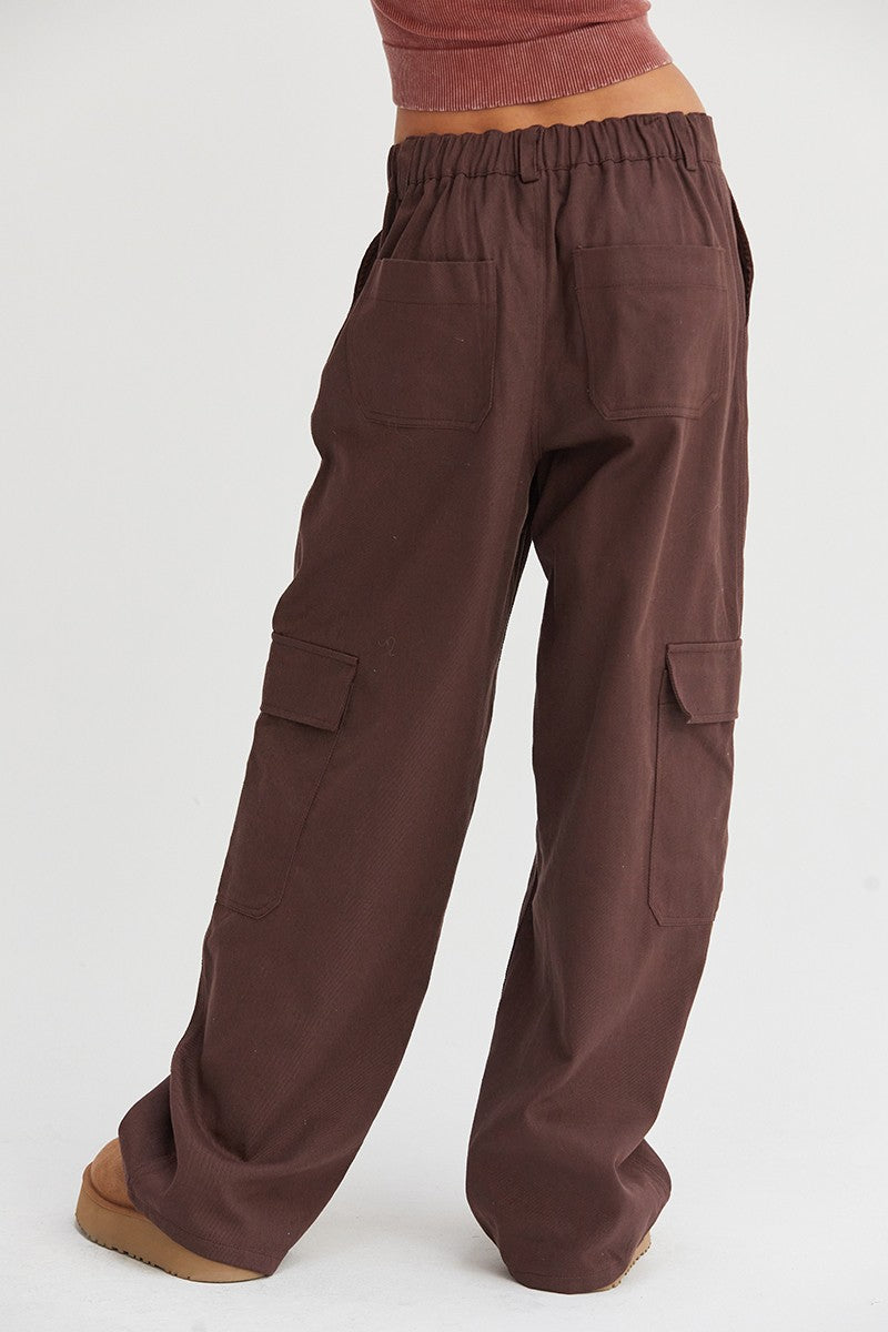 Waist Wide-Leg Cargo Pants