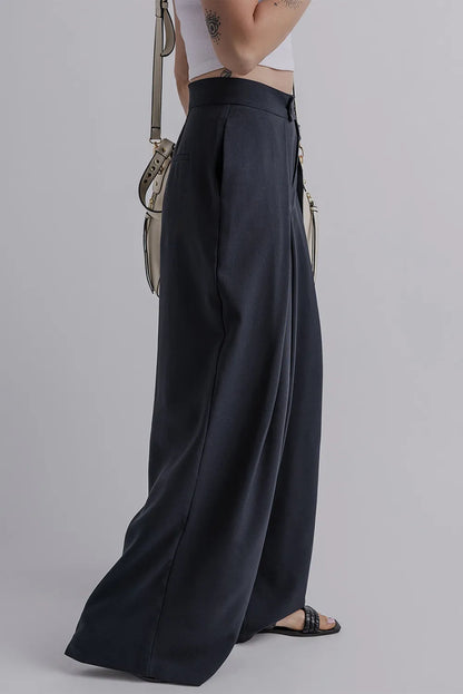 Dark Navy Wide Pleated Pants