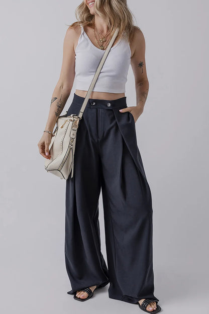 Dark Navy Wide Pleated Pants