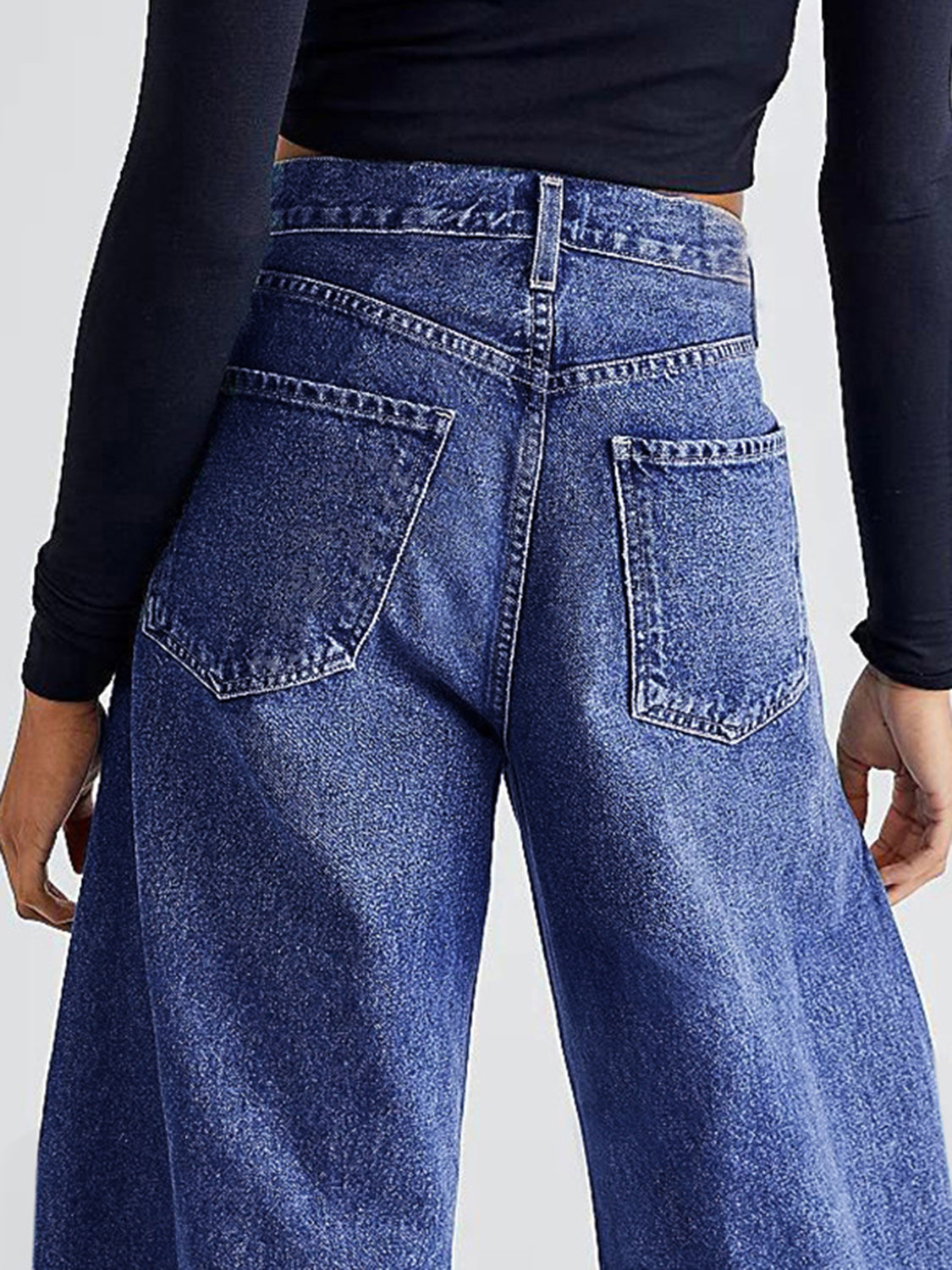 Raw Hem Wide Leg Jeans