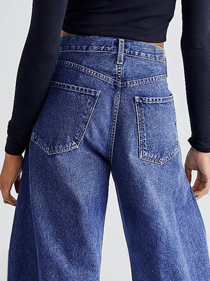 Raw Hem Wide Leg Jeans