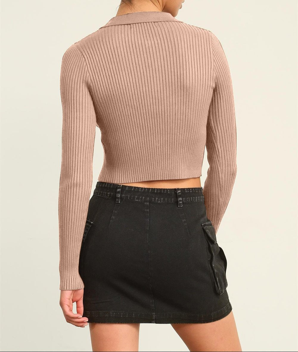 Double Zip Cropped Cardigan