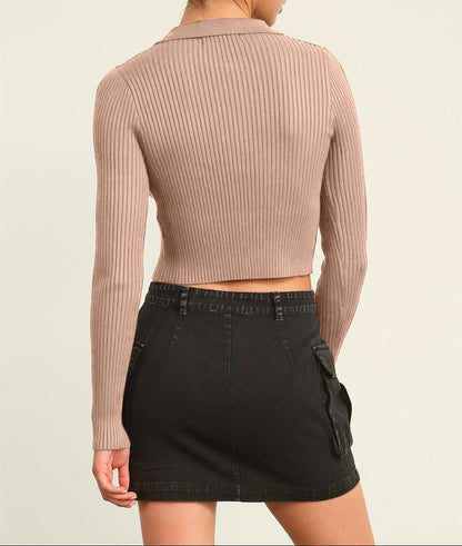 Double Zip Cropped Cardigan